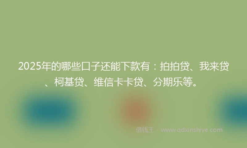 2025年的哪些口子还能下款有：拍拍贷、我来贷、柯基贷、维信卡卡贷、分期乐等。