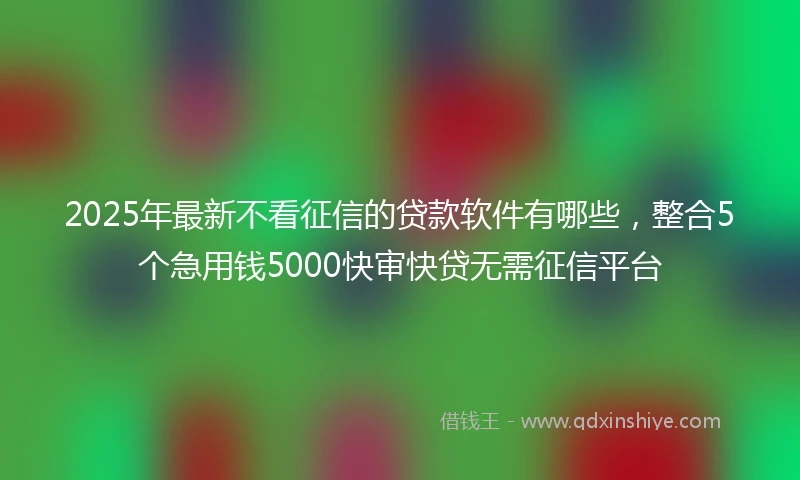 2025年最新不看征信的贷款软件有哪些，整合5个急用钱5000快审快贷无需征信平台