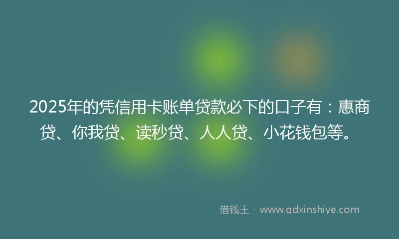 2025年的凭信用卡账单贷款必下的口子有：惠商贷、你我贷、读秒贷、人人贷、小花钱包等。