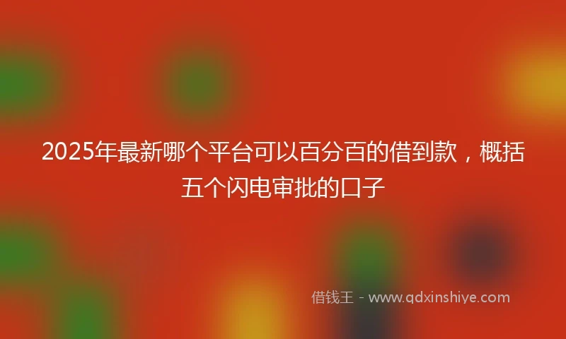 2025年最新哪个平台可以百分百的借到款，概括五个闪电审批的口子