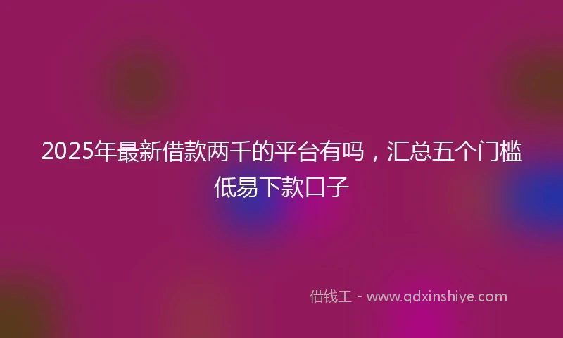 2025年最新借款两千的平台有吗，汇总五个门槛低易下款口子