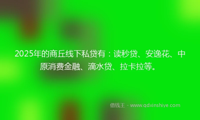 2025年的商丘线下私贷有：读秒贷、安逸花、中原消费金融、滴水贷、拉卡拉等。