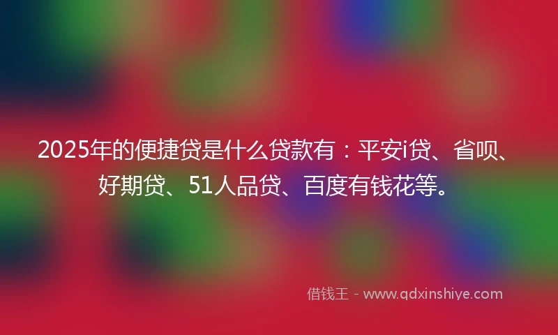 2025年的便捷贷是什么贷款有：平安i贷、省呗、好期贷、51人品贷、百度有钱花等。