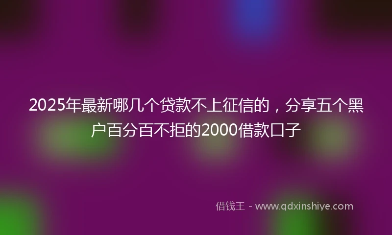 2025年最新哪几个贷款不上征信的，分享五个黑户百分百不拒的2000借款口子