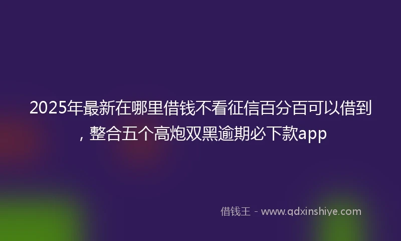 2025年最新在哪里借钱不看征信百分百可以借到，整合五个高炮双黑逾期必下款app