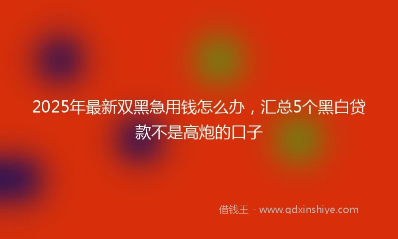 2025年最新双黑急用钱怎么办，汇总5个黑白贷款不是高炮的口子