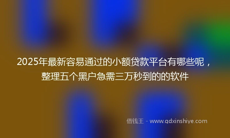 2025年最新容易通过的小额贷款平台有哪些呢，整理五个黑户急需三万秒到的的软件