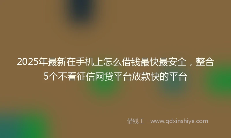 2025年最新在手机上怎么借钱最快最安全，整合5个不看征信网贷平台放款快的平台