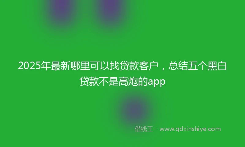 2025年最新哪里可以找贷款客户，总结五个黑白贷款不是高炮的app