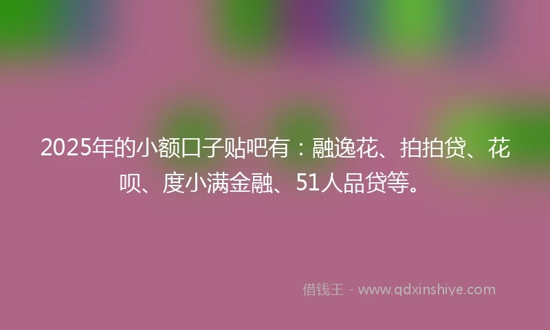 2025年的小额口子贴吧有：融逸花、拍拍贷、花呗、度小满金融、51人品贷等。
