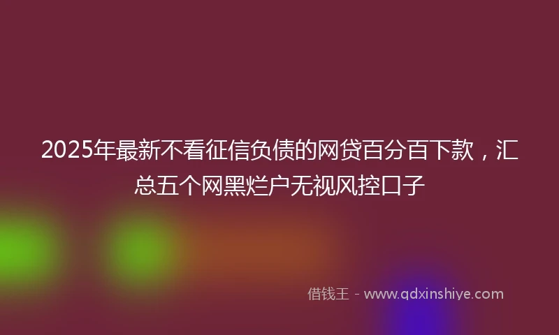 2025年最新不看征信负债的网贷百分百下款，汇总五个网黑烂户无视风控口子