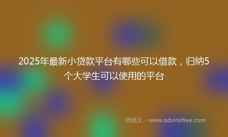 2025年最新小贷款平台有哪些可以借款，归纳5个大学生可以使用的平台