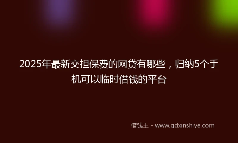 2025年最新交担保费的网贷有哪些，归纳5个手机可以临时借钱的平台