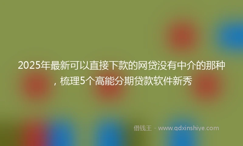 2025年最新可以直接下款的网贷没有中介的那种，梳理5个高能分期贷款软件新秀