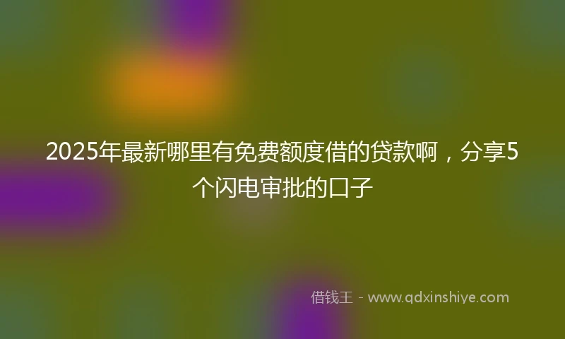 2025年最新哪里有免费额度借的贷款啊，分享5个闪电审批的口子