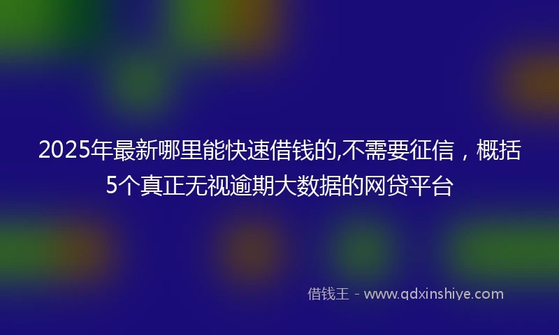2025年最新哪里能快速借钱的,不需要征信，概括5个真正无视逾期大数据的网贷平台