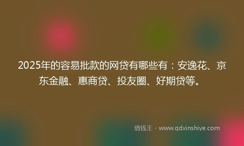 2025年的容易批款的网贷有哪些有：安逸花、京东金融、惠商贷、投友圈、好期贷等。
