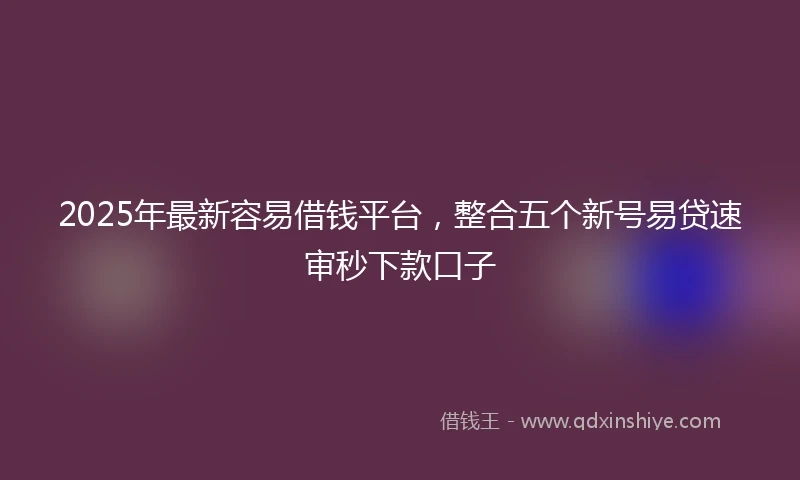 2025年最新容易借钱平台，整合五个新号易贷速审秒下款口子
