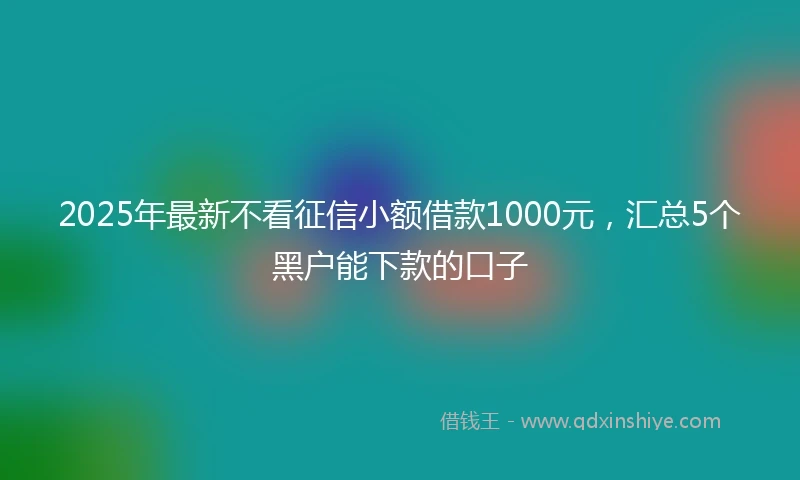 2025年最新不看征信小额借款1000元，汇总5个黑户能下款的口子