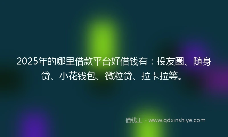 2025年的哪里借款平台好借钱有：投友圈、随身贷、小花钱包、微粒贷、拉卡拉等。