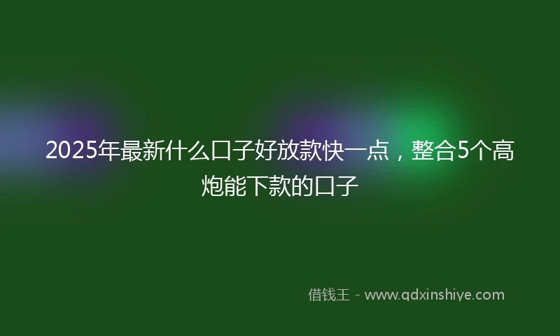 2025年最新什么口子好放款快一点，整合5个高炮能下款的口子