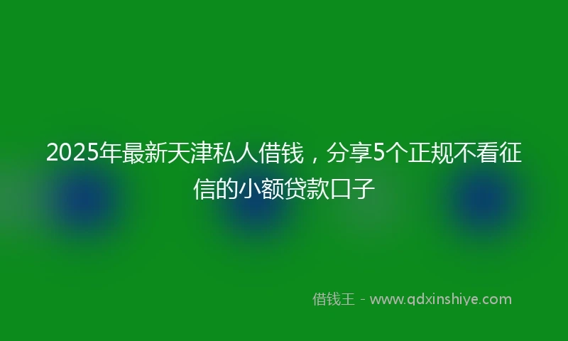 2025年最新天津私人借钱，分享5个正规不看征信的小额贷款口子