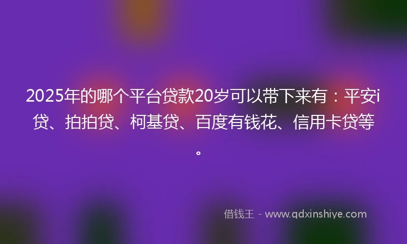 2025年的哪个平台贷款20岁可以带下来有：平安i贷、拍拍贷、柯基贷、百度有钱花、信用卡贷等。