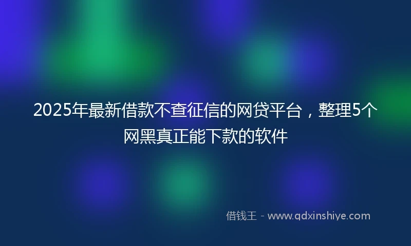 2025年最新借款不查征信的网贷平台，整理5个网黑真正能下款的软件