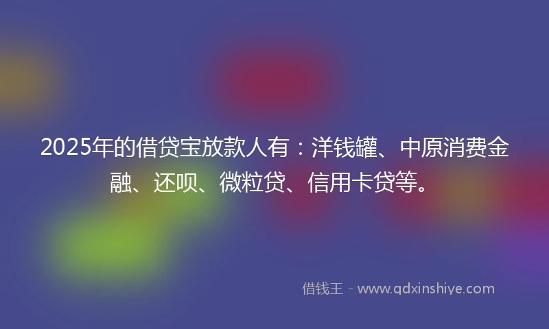 2025年的借贷宝放款人有：洋钱罐、中原消费金融、还呗、微粒贷、信用卡贷等。