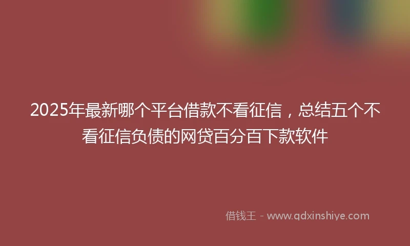 2025年最新哪个平台借款不看征信，总结五个不看征信负债的网贷百分百下款软件
