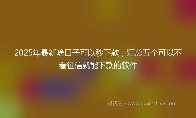 2025年最新啥口子可以秒下款，汇总五个可以不看征信就能下款的软件