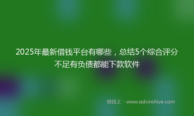 2025年最新借钱平台有哪些，总结5个综合评分不足有负债都能下款软件