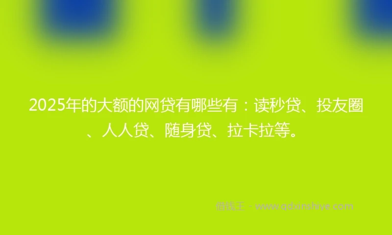 2025年的大额的网贷有哪些有：读秒贷、投友圈、人人贷、随身贷、拉卡拉等。