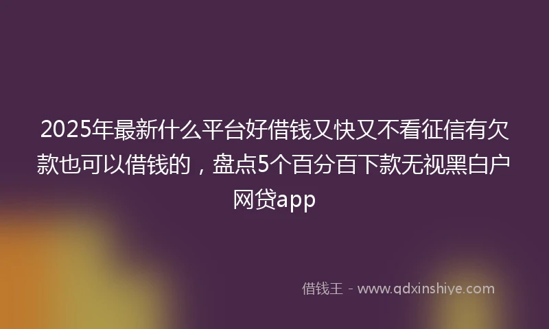 2025年最新什么平台好借钱又快又不看征信有欠款也可以借钱的，盘点5个百分百下款无视黑白户网贷app