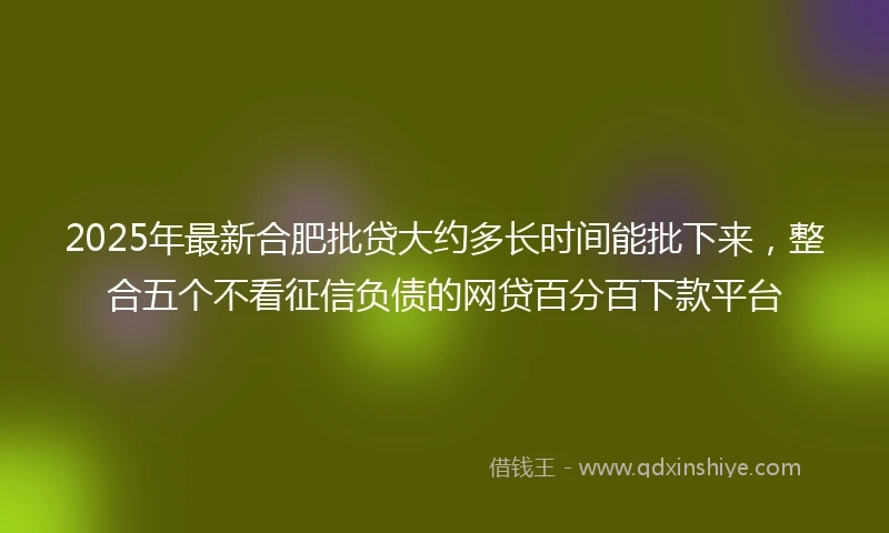 2025年最新合肥批贷大约多长时间能批下来，整合五个不看征信负债的网贷百分百下款平台