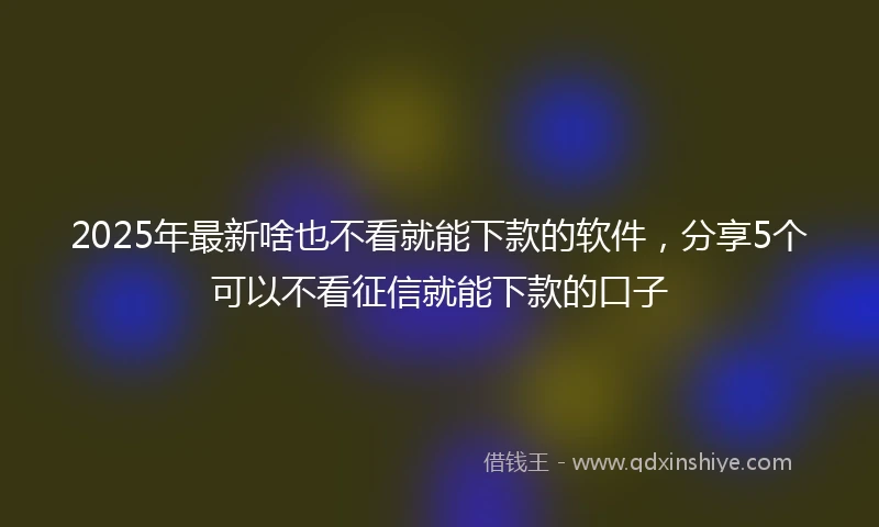 2025年最新啥也不看就能下款的软件，分享5个可以不看征信就能下款的口子