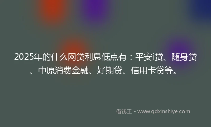 2025年的什么网贷利息低点有：平安i贷、随身贷、中原消费金融、好期贷、信用卡贷等。