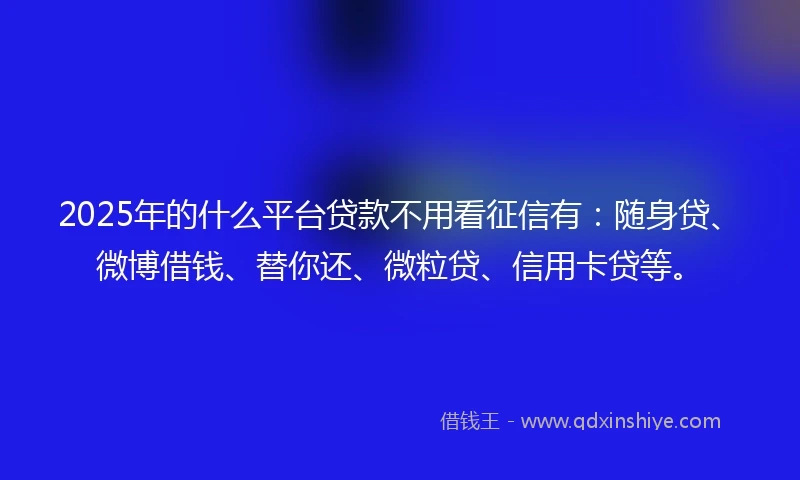 2025年的什么平台贷款不用看征信有：随身贷、微博借钱、替你还、微粒贷、信用卡贷等。
