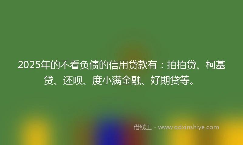 2025年的不看负债的信用贷款有：拍拍贷、柯基贷、还呗、度小满金融、好期贷等。