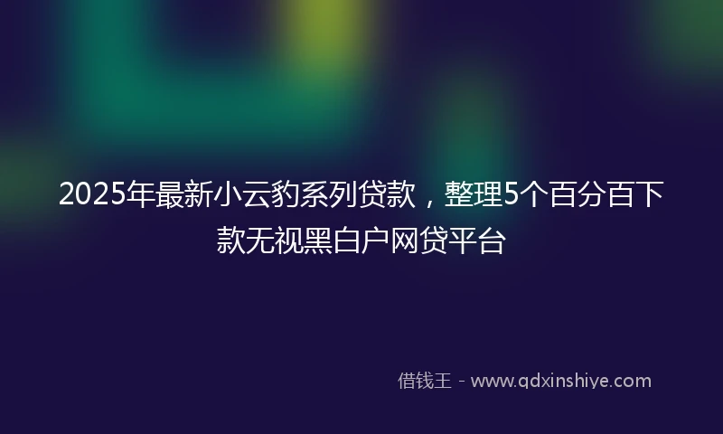 2025年最新小云豹系列贷款，整理5个百分百下款无视黑白户网贷平台
