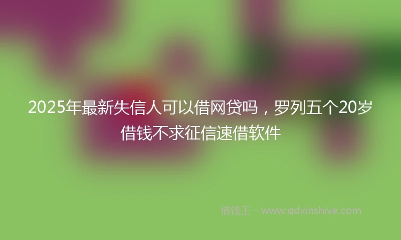 2025年最新失信人可以借网贷吗，罗列五个20岁借钱不求征信速借软件