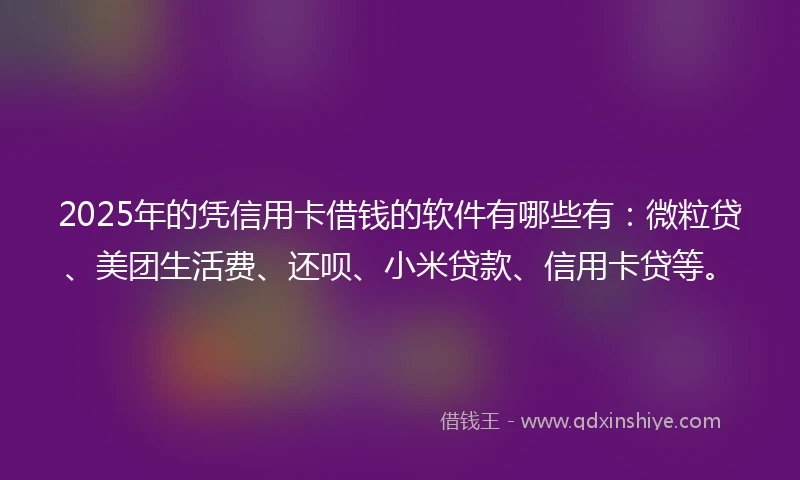 2025年的凭信用卡借钱的软件有哪些有：微粒贷、美团生活费、还呗、小米贷款、信用卡贷等。
