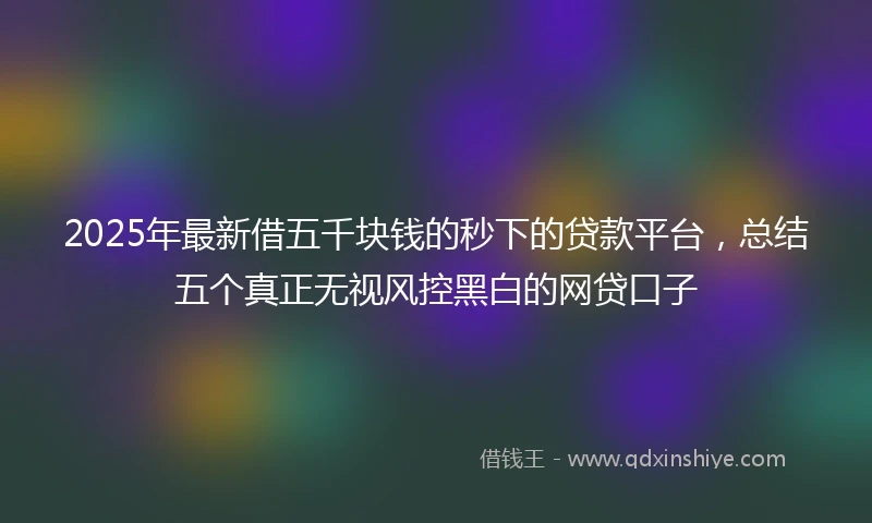 2025年最新借五千块钱的秒下的贷款平台，总结五个真正无视风控黑白的网贷口子