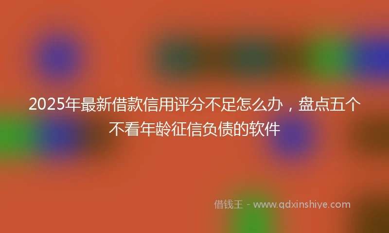 2025年最新借款信用评分不足怎么办，盘点五个不看年龄征信负债的软件
