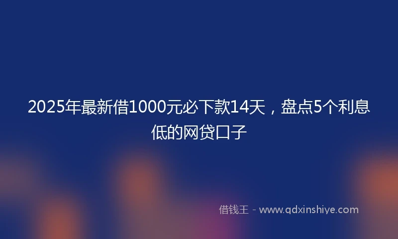 2025年最新借1000元必下款14天，盘点5个利息低的网贷口子