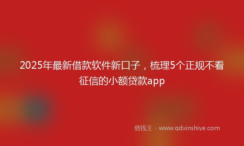 2025年最新借款软件新口子，梳理5个正规不看征信的小额贷款app