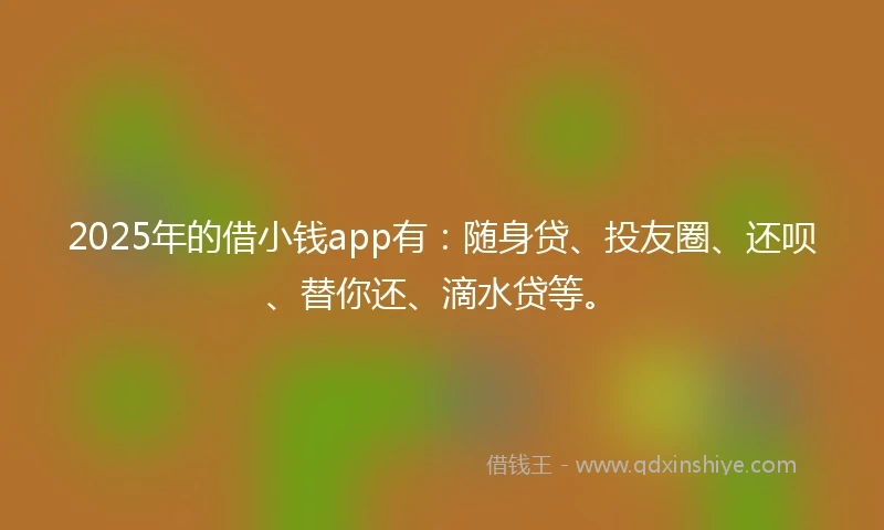 2025年的借小钱app有：随身贷、投友圈、还呗、替你还、滴水贷等。