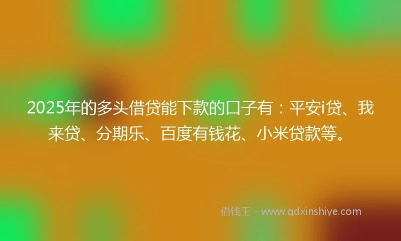 2025年的多头借贷能下款的口子有：平安i贷、我来贷、分期乐、百度有钱花、小米贷款等。