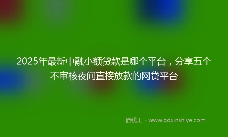 2025年最新中融小额贷款是哪个平台，分享五个不审核夜间直接放款的网贷平台