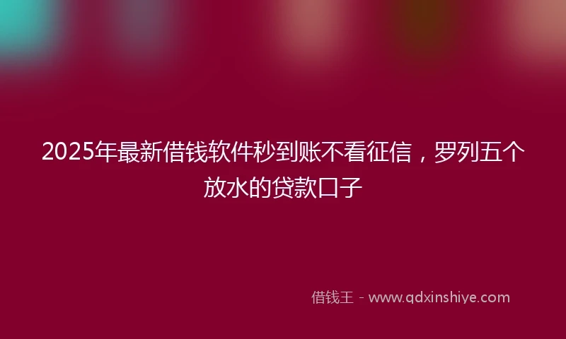 2025年最新借钱软件秒到账不看征信，罗列五个放水的贷款口子